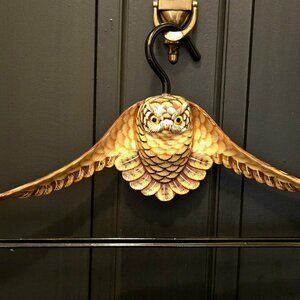 Hand Painted Wide Shoulder Coat Clothes Hanger Owl 17" Great Gift Item